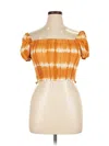 Opt Short Sleeve Top Orange Strapless Neckline Tops In Orange
