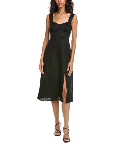 Opt O.p.t Sleeveless Linen Midi Dress In Black