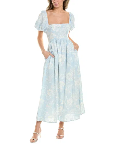 Opt O.p.t. Zeoli Linen-blend Dress In Blue