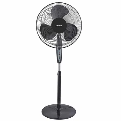 Optimus 16 In. Oscillating Stand Fan With Remote Control In Black 16 In. Oscillating Stand Fan With Remote Control In Black