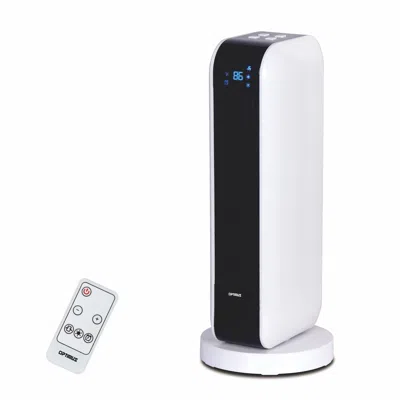 Optimus 17 In. Oscillating Tower Heater W/ Remote, Digital Temperature Readout & Setting In White