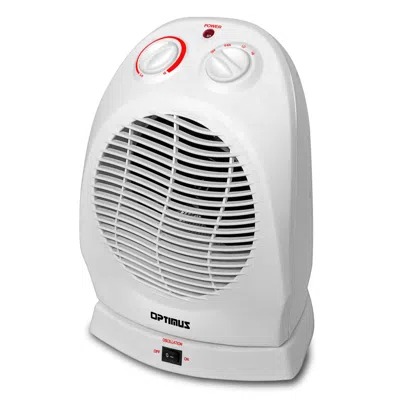 Optimus Portable Oscillating Fan Heater With Thermostat In White
