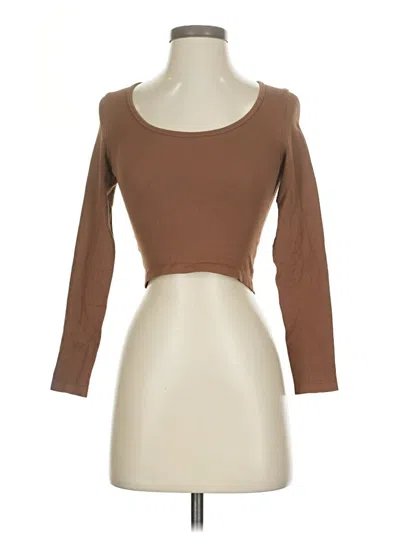 Pre-owned Oqq 3/4 Sleeve T-shirt In Brown