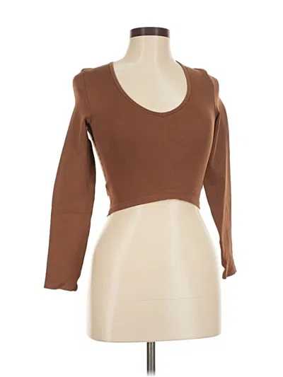 Pre-owned Oqq 3/4 Sleeve T-shirt In Brown