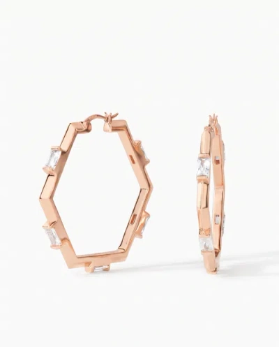 Ora Ana The Claire Hoop M Earrings In Rose Gold White Cz