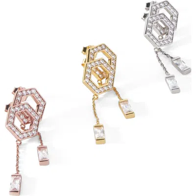Ora Ana The Tyra Baguette Drop Earrings In Multi