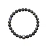 Ora Pearls Black / Blue / Grey Aro Men's Tahitian Pearl & Larvikite Bracelet - Large In Multi