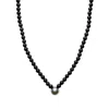 Ora Pearls Black / Grey Aro Men's Round Tahitian Pearl & Matt Onyx V Shape Necklace In Multi
