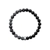 Ora Pearls Black / White / Grey Aro Men's Snowflake Obsidian & Onyx Bracelet Silver Bead - Large In Multi