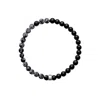 Ora Pearls Black / White / Grey Aro Men's Snowflake Obsidian & Onyx Bracelet Silver Bead In Multi