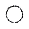 Ora Pearls Black / White / Silver Aro Men's Snowflake Obsidian Bracelet Silver Bead In Multi