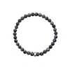 Ora Pearls Blue / Grey / Silver Aro Men's Larvikite Bracelet Silver Bead In Multi