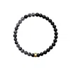 Ora Pearls Gold / Black / White Aro Men's Snowflake Obsidian & Onyx Bracelet Gold Bead In Multi
