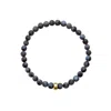 Ora Pearls Gold / Grey / Blue Aro Men's Larvikite Bracelet Gold Bead