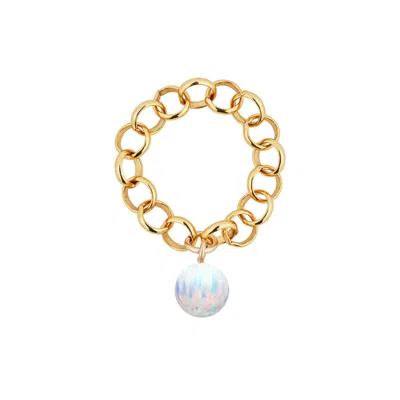 Ora Pearls Women's Aelia Ice Opal Chain Ring - Gold In Yellow