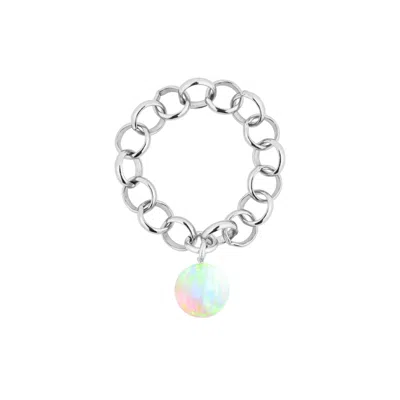 Ora Pearls Women's Aelia Sea Opal Chain Ring - Silver In Gray