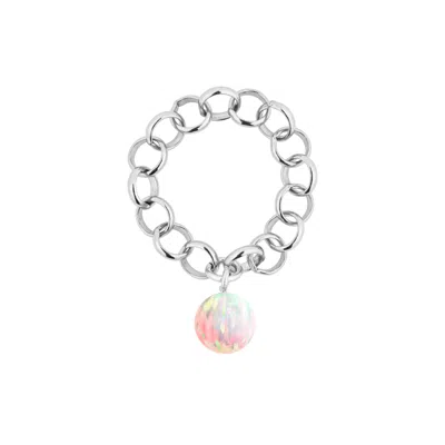 Ora Pearls Women's Aelia Sun Opal Chain Ring - Silver In Gray