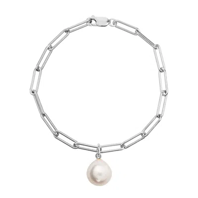 Ora Pearls Women's Aetia Large Pearl Chain Bracelet - Silver In Gray