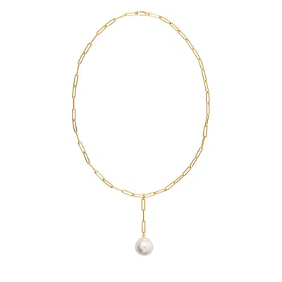 Ora Pearls Women's Aetia Lariat Xxl White Pearl Chain Necklace - Gold
