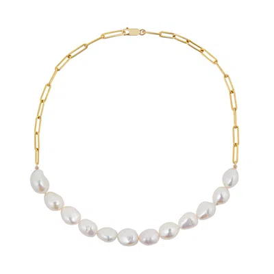 Ora Pearls Women's Aetia Nugget Pearl Chain Neclace - Gold In Yellow