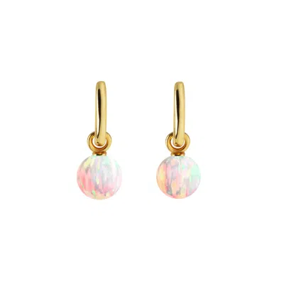Ora Pearls Women's Aetia Sun Opal Hoop Earrings -gold In Yellow