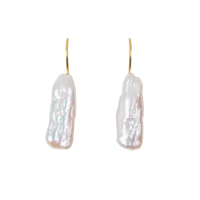 Ora Pearls Women's Corali Long Barboque Pearl Hook Earrings - Small - Solid Gold