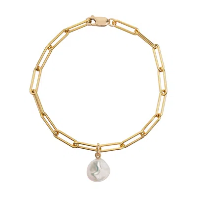 Ora Pearls Women's Gold / White Aetia Keshi Pearl Chain Bracelet - Gold