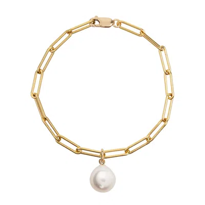 Ora Pearls Women's Gold / White Aetia Large Pearl Chain Bracelet - Gold