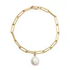 Ora Pearls Women's Gold / White Aetia Large Pearl Chain Bracelet - Gold In Multi