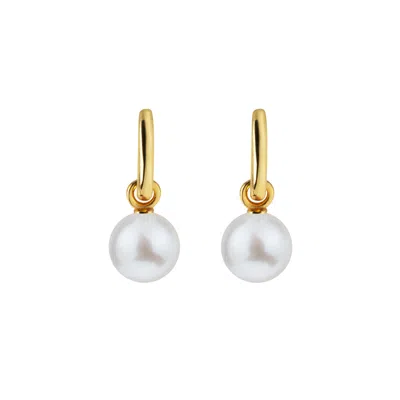 Ora Pearls Women's Gold / White Aetia Pearl Hoop Earrings - Large - Gold