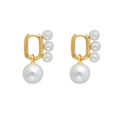 Ora Pearls Women's Gold / White Aetia Trio & Xl Pearl Hoop Earrings- Gold In Multi