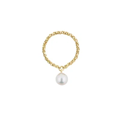 Ora Pearls Women's Gold / White Aila Pearl Chain Ring - Gold In Multi