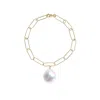 Ora Pearls Women's Gold / White Aurelia Baroque Pearl Large Link Bracelet - Gold In Multi