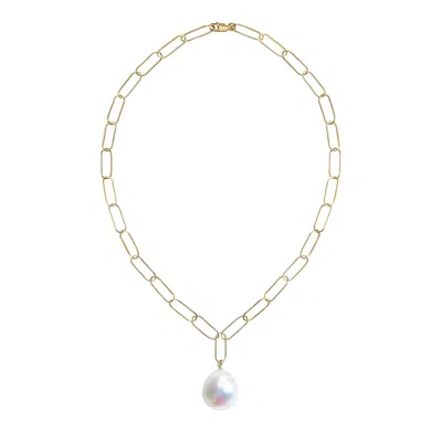 Ora Pearls Women's Gold / White Aurelia Baroque Pearl Large Link Necklace - Gold In Multi