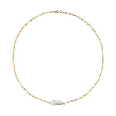 Ora Pearls Women's Gold / White Coralia Long Baroque Pearl Necklace - Gold In Multi