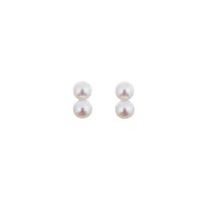 Ora Pearls Women's Gold / White Dua Pearl Studs - Solid Gold In Multi