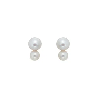Ora Pearls Women's Gold / White Plua Pearl Studs In Multi
