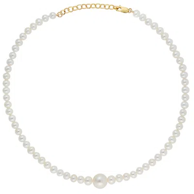 Ora Pearls Women's Gold / White Plua Round Pearl Necklace In Multi