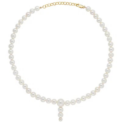 Ora Pearls Women's Gold / White Pluvia Round Pearl Necklace - Short In Multi