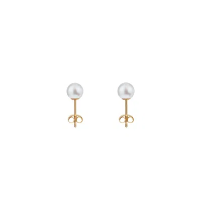 Ora Pearls Women's Gold / White Small White Pearl Studs Earrings - Solid 9ct Gold In Multi