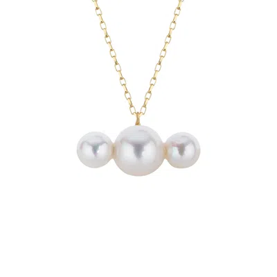 Ora Pearls Women's Gold / White Tria Pearl Chain Necklace - Solid 9ct Gold In Multi