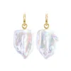 Ora Pearls Women's Gold / White Xxl Sabre Pearl Hoop Earrings - Solid 14ct Gold In Multi