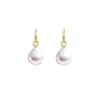 Ora Pearls Women's Gold / White Xxl White Drop Pearl Hoop Earrings - Solid 14ct Gold In Multi