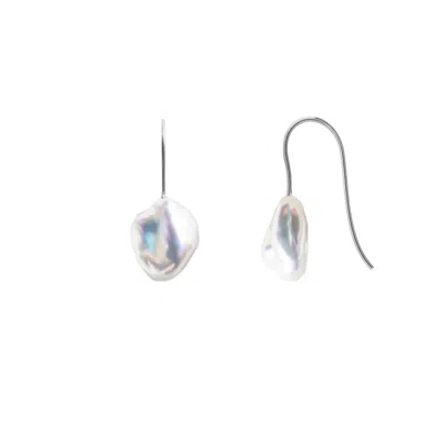 Ora Pearls Women's Silver / White Mermaid Keshi Pearl Hook Earrings - Silver In Multi