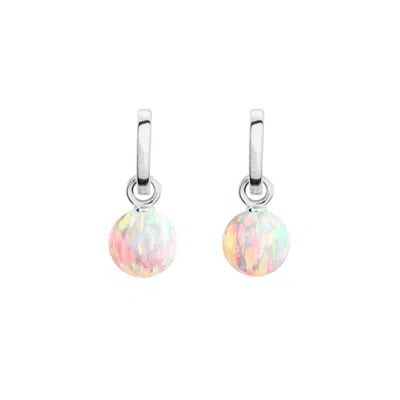 Ora Pearls Women's Sun Opal Hoop Earrings - Silver