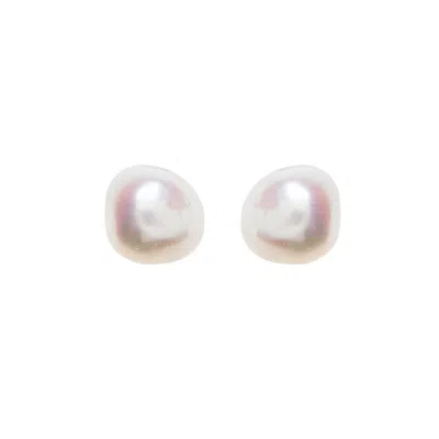 Ora Pearls Women's White Baroque Pearl Studs Earrings - Solid 9ct Gold