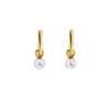 Ora Pearls Women's White / Gold Aetia Pearl Hoop Earrings - Small - Gold In Gold