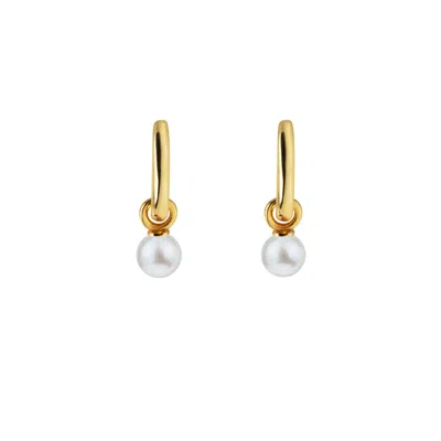 Ora Pearls Women's White / Gold Aetia Pearl Hoop Earrings - Small - Gold