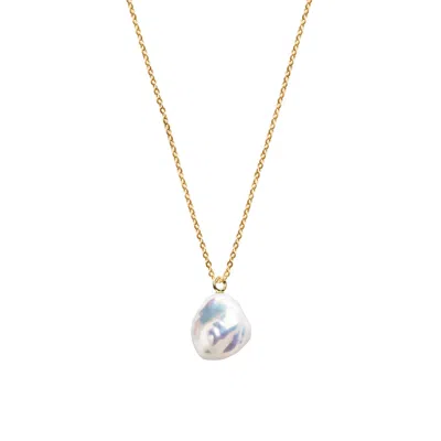 Ora Pearls Women's White / Gold Mermaid Keshi Pearl Fine Chain Necklace - Solid 9ct Gold In Multi