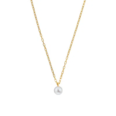 Ora Pearls Women's White / Gold Orbia Pearl Necklace Medium - Gold In Brown